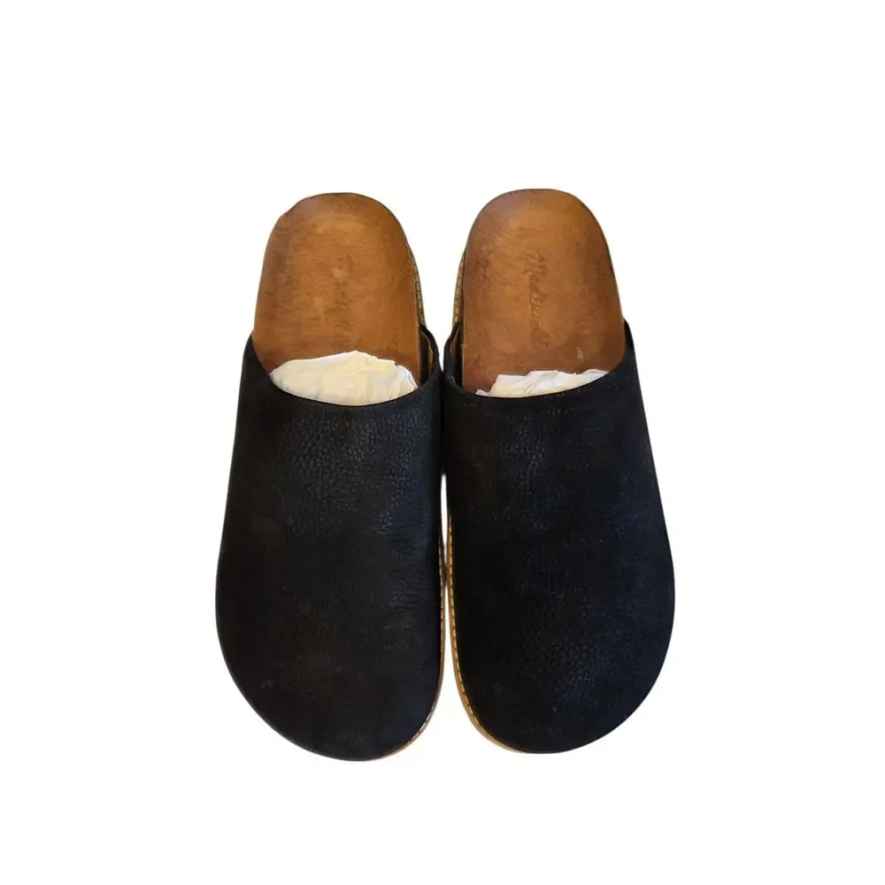 Madewell Layne Clog Mule True Black Nubuck Leather Slip On | 8 EUC Preppy Boho - Picture 9 of 16